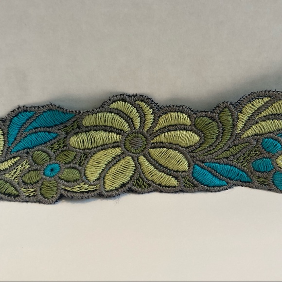 Blue Green Floral Flower Trim Embroidery 2" 3yds Sewing Ribbon Apparel - Picture 9 of 13